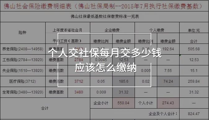 個人交社保每月交多少錢