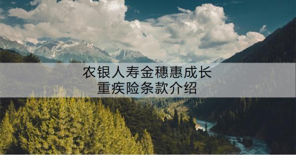 農(nóng)銀人壽金穗惠成長重疾險條款介紹，有哪些特色？