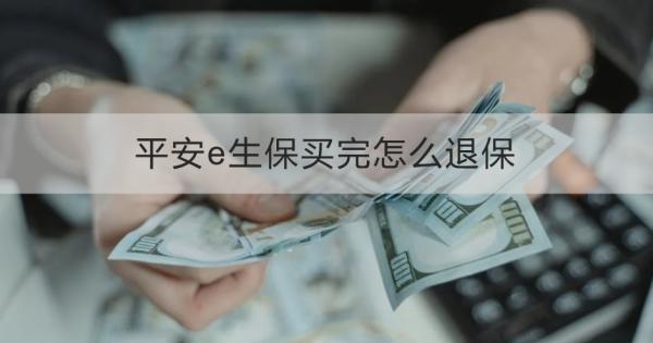 平安e生保買完怎么退保