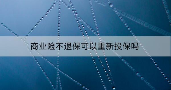 商業(yè)險不退保可以重新投保嗎？商業(yè)險退保后可以重新投保嗎？